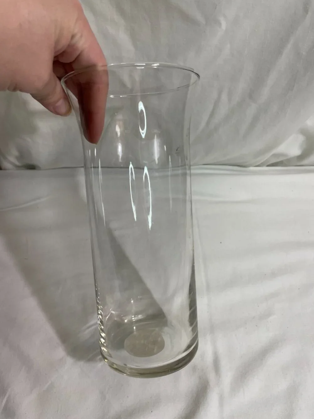 Clear Glass Flared Cylinder Vase 9.25